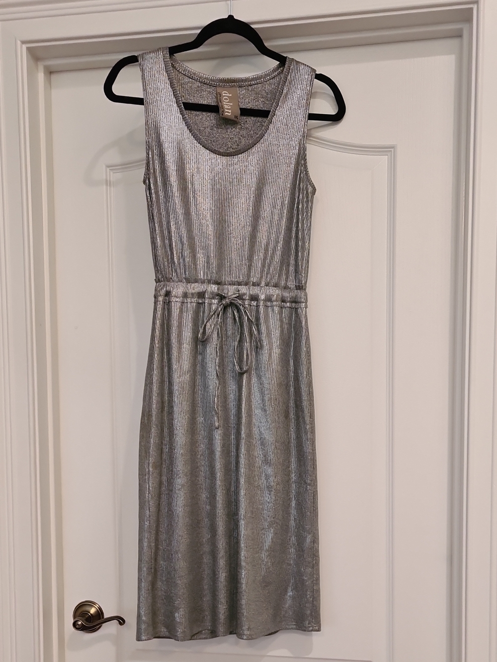 Anthropologie x dolan Silver Metallic Midi Tank Dress